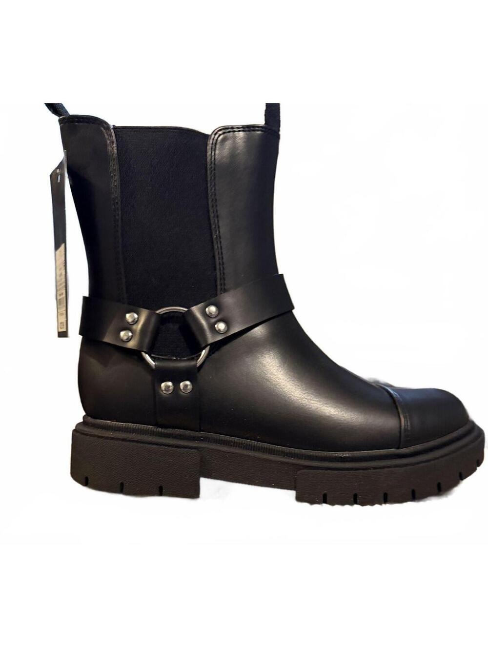 Art Class Girls Black Crosby Boots Moto Faux Leather Boots Size 1